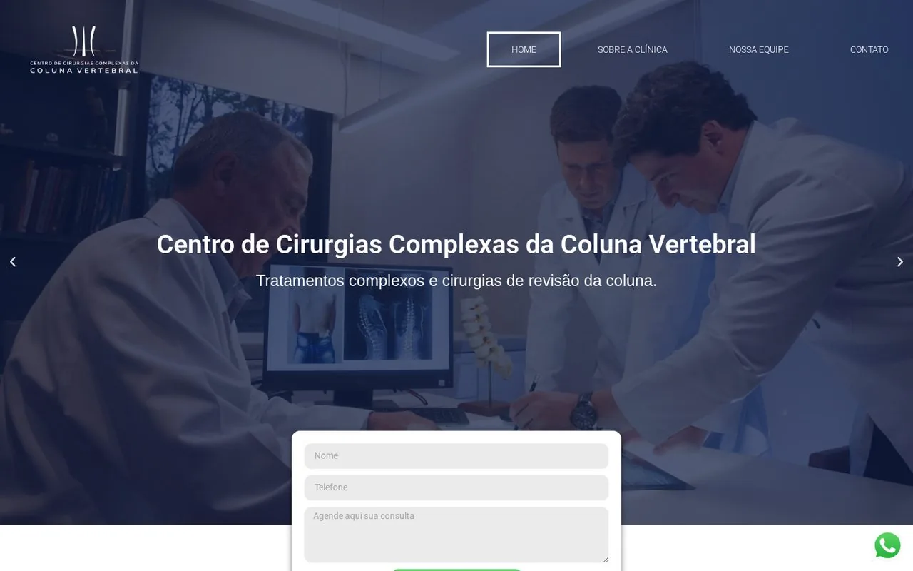 Topo do site com a chamada principal e o formulário de agendamento