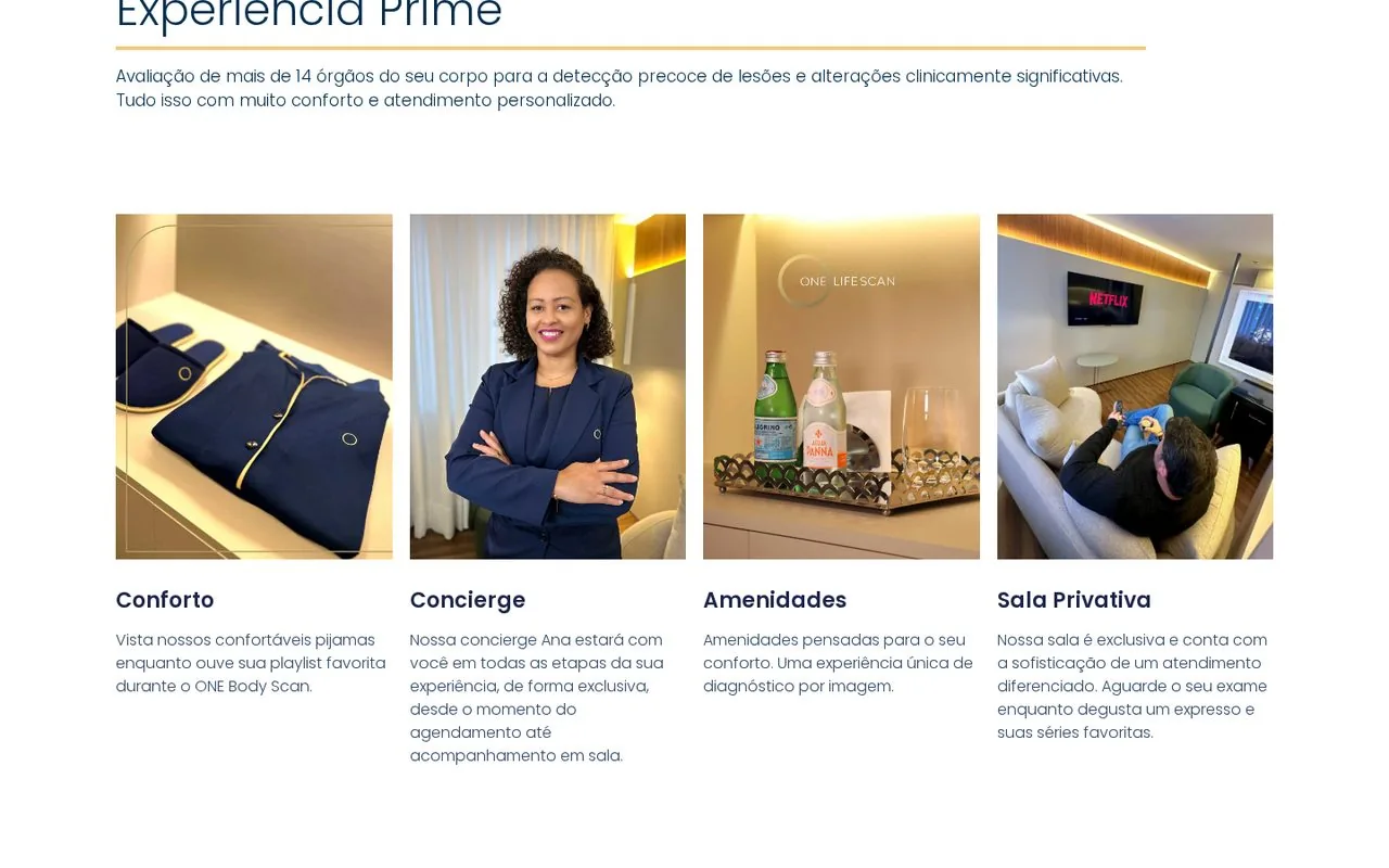 Seção Experiência Prime do site One Life Scan
