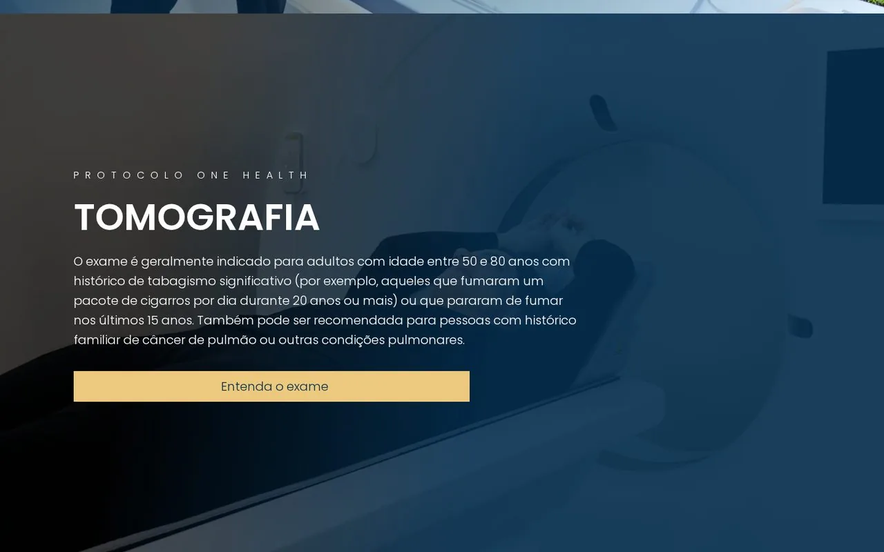 Seção de protocolos de exame do site One Life Scan